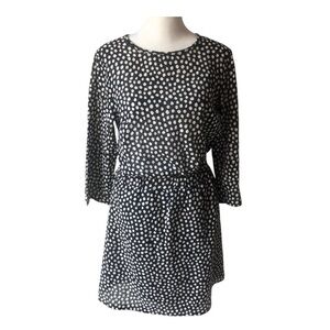 ASOS 3/4-Sleeve Crew-Neck Polka-Dot Cotton Mini Dress Size 6